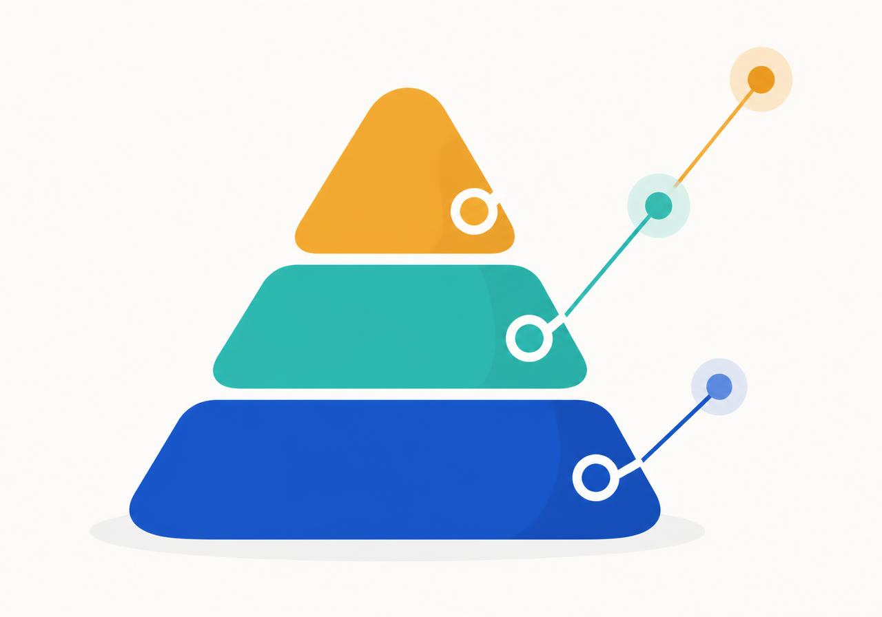 Ilustración abstracta de los tres niveles de apoyo MTSS